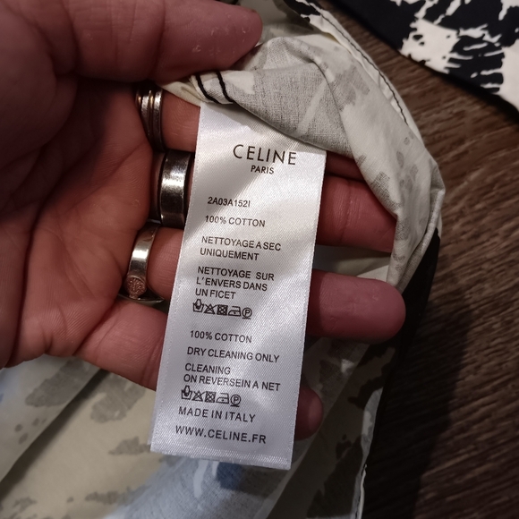 Celine Black and White Tropical Print Shirt - Picture 4 of 7